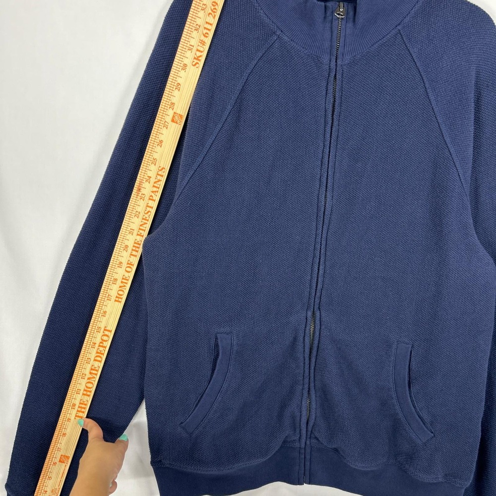 J.Crew Blue Full-Zip Cotton Textured Mock Neck Jacket Size L - Picture 8 of 8